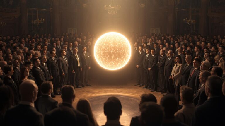 民衆がAIを囲む